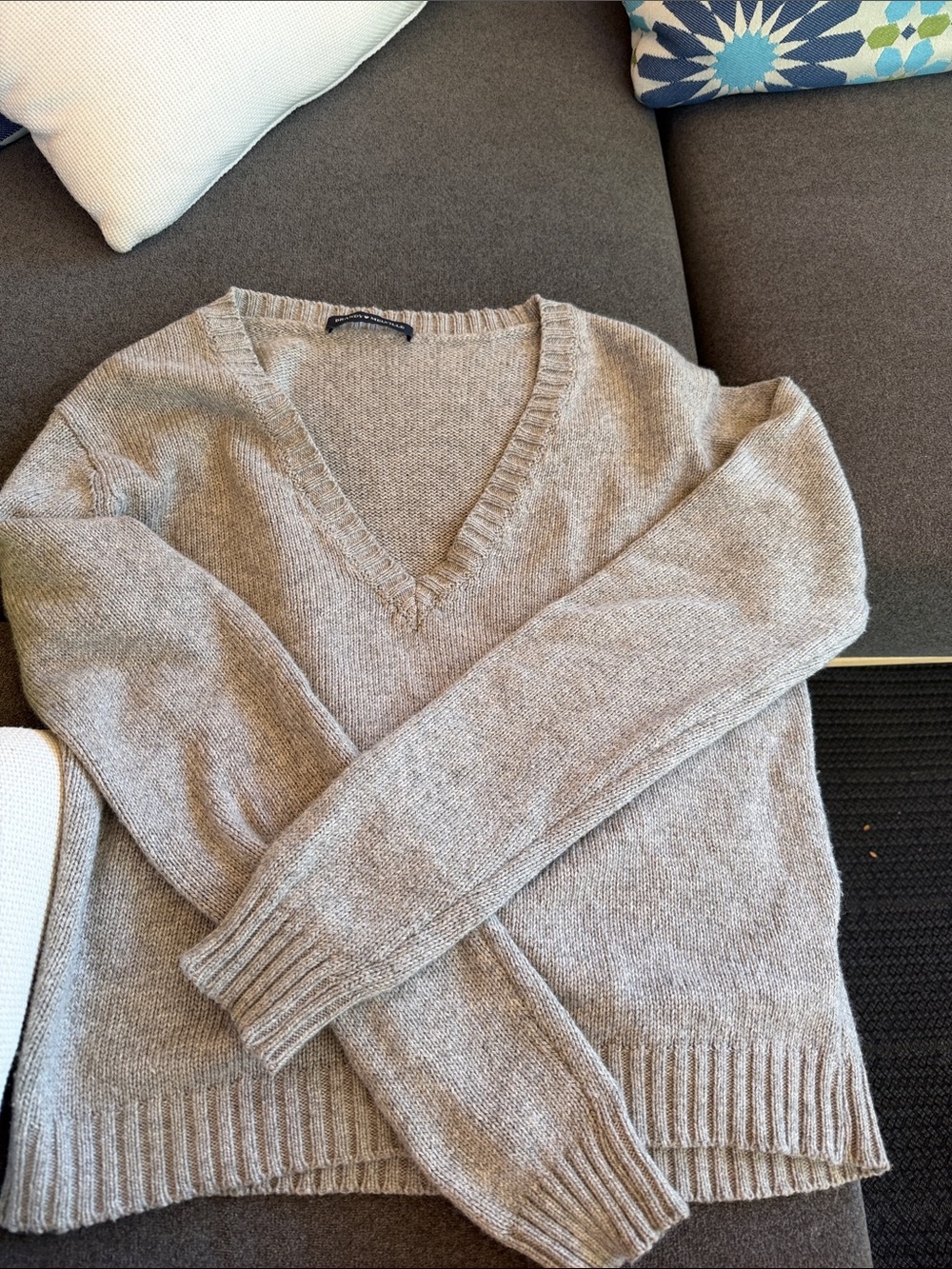 Brandy Melville Beige V-Neck Sweater